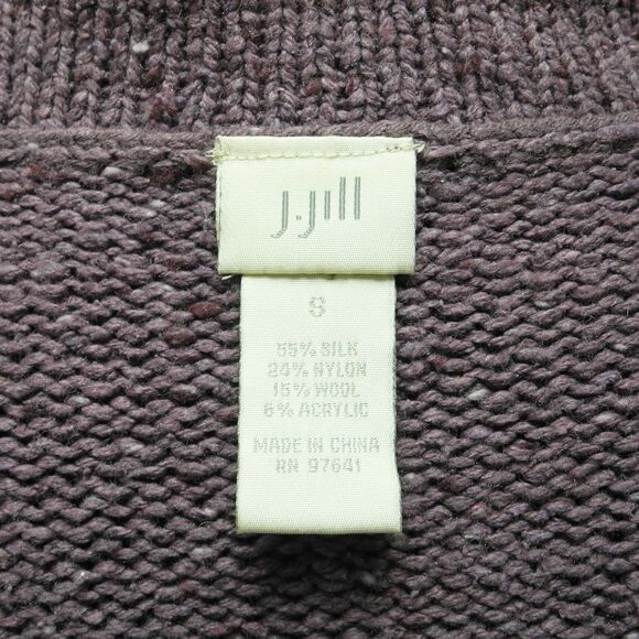 J Jill Purple Silk Wool Blend Collared Button Front Sweater Women’s Size Small - Picture 6 of 6